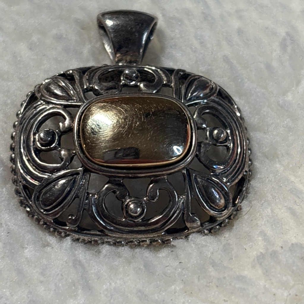 Fine 14k Yellow Gold Sterling Silver Ornate Large Pendant By Joseph Esposito 257$